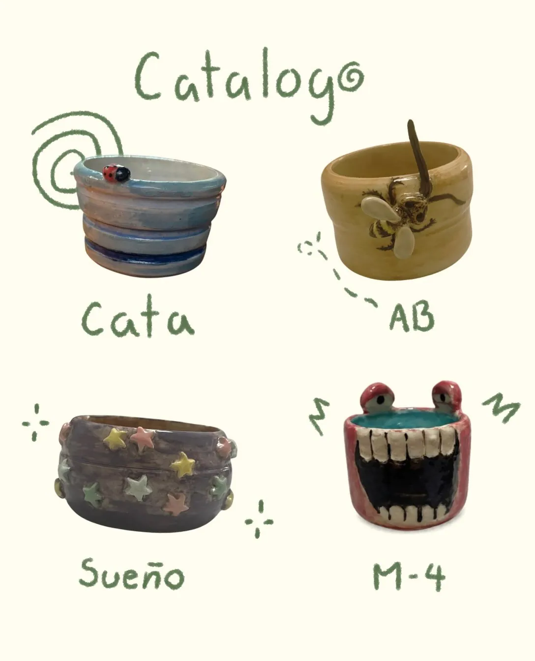 Catálogo ilustrado de piezas de torno: Cata, AB, Sueño y M-4