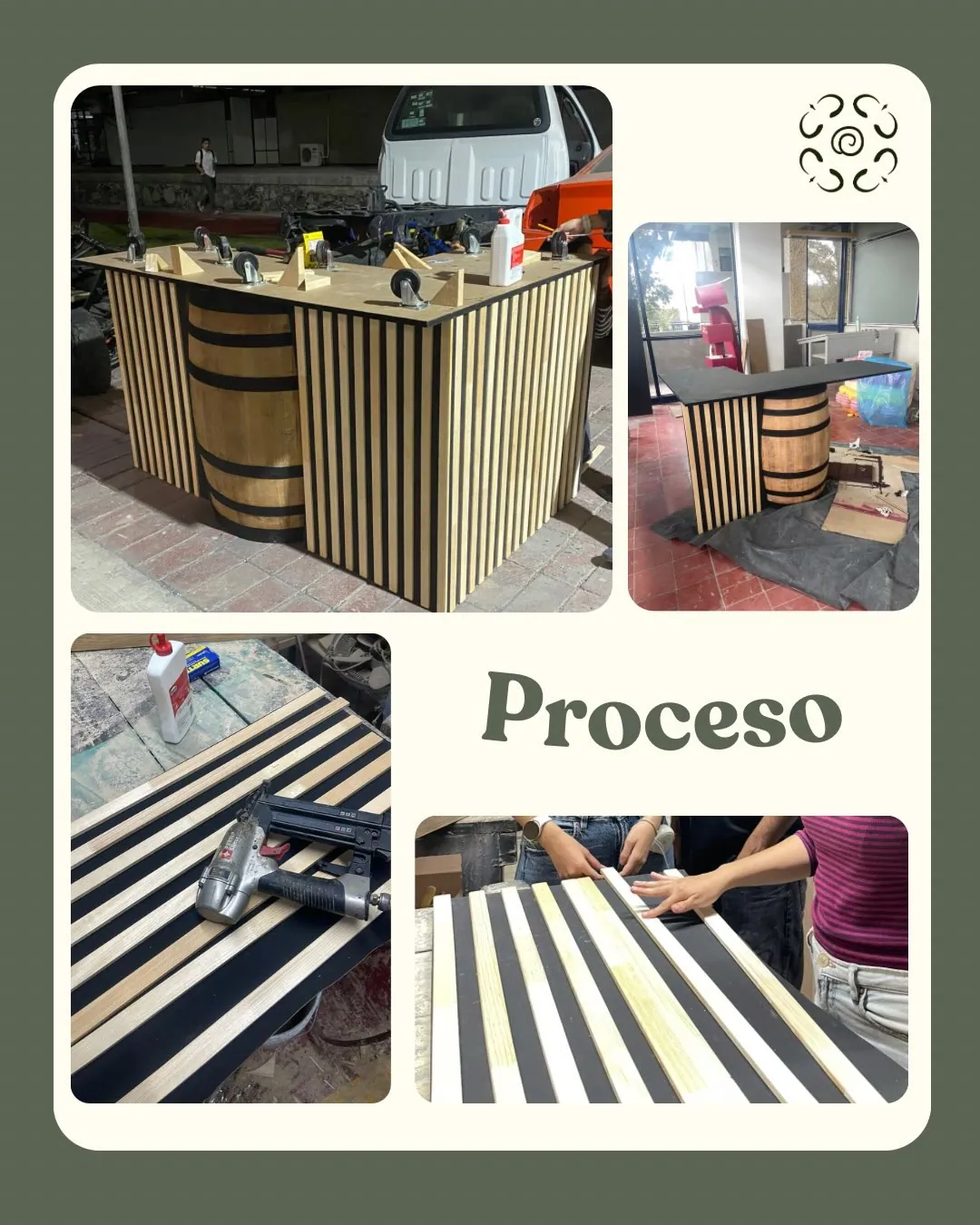 Proceso de construcción de la barra de vino