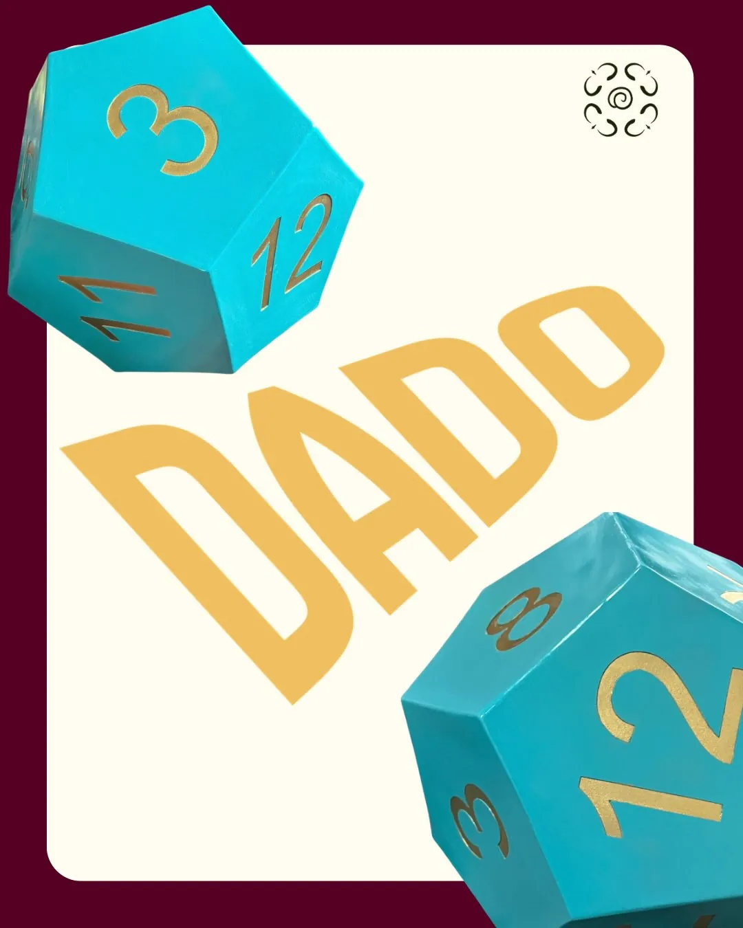 Dados D12 azules con números dorados