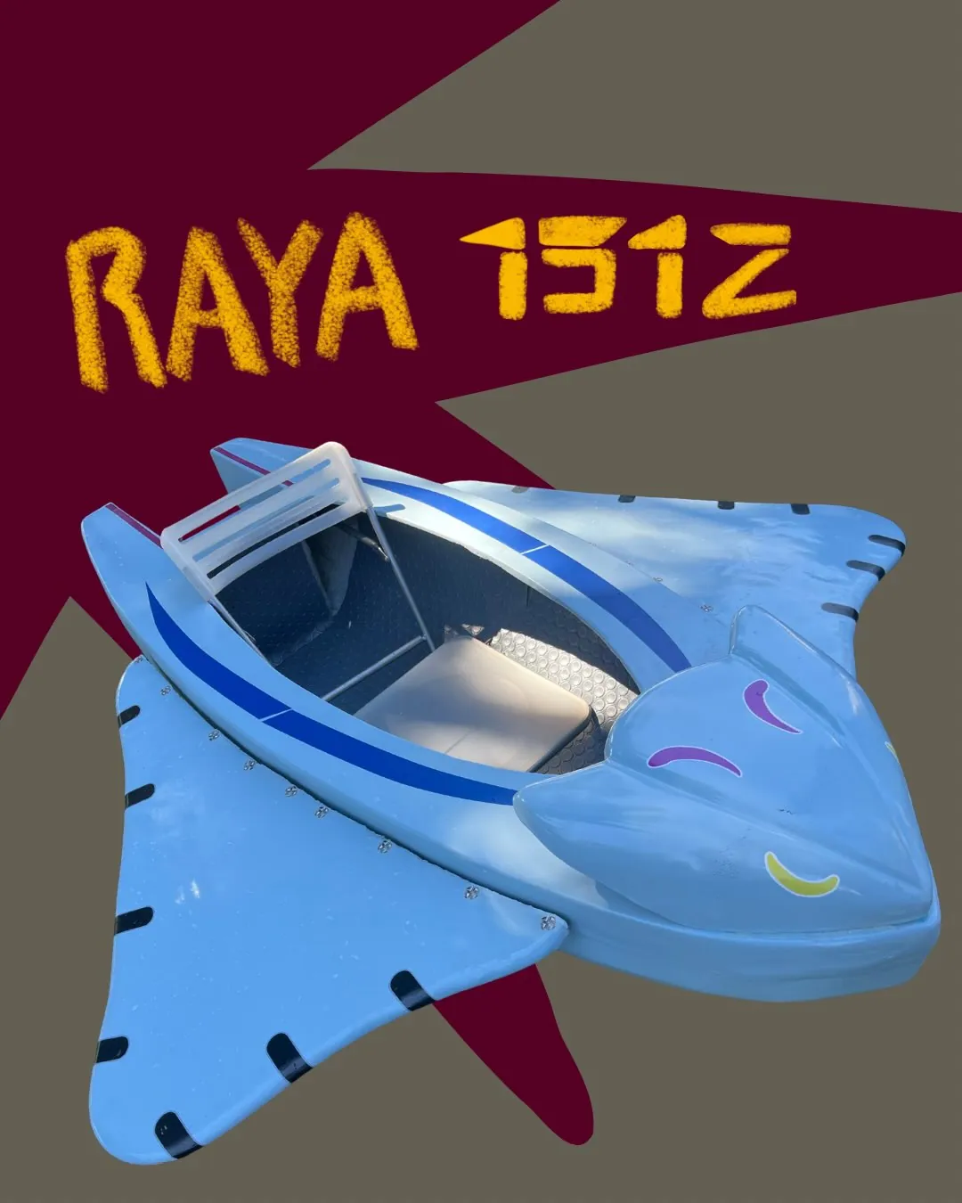 Vehículo acuático azul con forma de manta raya